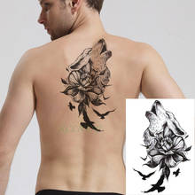 Водостойкая временная татуировка наклейка ревущая голова Волка Птица Животное цветок тату черный флэш-тату поддельные большие татуировки для мужчин и женщин 2024 - купить недорого