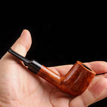 Pipa de madera de boca recta para fumar, pipa de tabaco hecha a mano con filtro de 9mm, desmontable, portátil, de madera maciza 2024 - compra barato