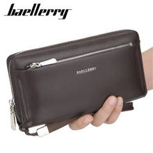 Baellerry Male Wallets Large Capacity Cell Phone Pocket Double Zipper Male Clutch Bag Pocket Male Business Wallet luxury goods 2024 - buy cheap