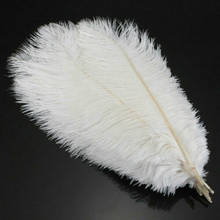 Pluma de avestruz Natural, plumas blancas grandes de 10 piezas, 25-30cm, para arreglos florales DIY, fabricación de joyas, decoración de fiesta 2024 - compra barato