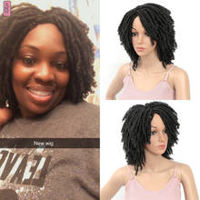 Dreadlock-peluca rizada de ganchillo para mujeres negras, cabellera sintética corta, color azul, trenzada 2024 - compra barato