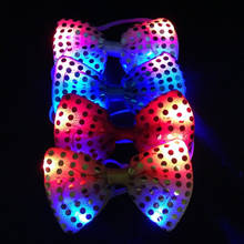 Gravata de pescoço luminosa com led 5 segundos piscante mixcolor masculino e feminino da moda gravata borboleta para festa de casamento e palco brilhante 2024 - compre barato