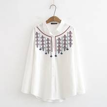 Plus tamanho XL-4XL blusa feminina algodão & linho manga comprida blusas officewear tops 2024 - compre barato