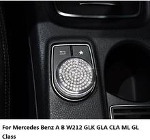 Pegatina de consola central de coche con diamantes de imitación, película decorativa de Botón Multimedia para Mercedes Benz C E GLA CLA GLK ML GLE 2024 - compra barato