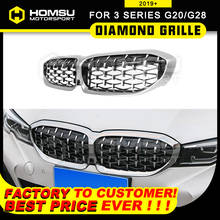 Front mesh grill Silver Diamond Grill For BM W 3 Series G20 G28 Facelift Auto Front Grille 2019+ 2020  3 Series G20 G28 4Matic 2024 - buy cheap