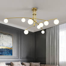 Lámpara de araña LED de bola de cristal minimalista, accesorio de iluminación nórdico para sala de estar, luces de restaurante para el hogar, lámpara colgante para comedor 2024 - compra barato