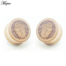 Miqiao 2pcs Hot New Buddha Head Wood Ear Expander 10mm-20mm Solid Ear Device Stick Human Body Piercing Jewelry EAR TUNNEL 2024 - buy cheap