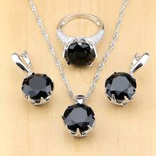 Silver 925 Jewelry Black Srones With White Beads Bridal Jewelry Sets For Women Wedding Earrings/Pendant/Necklace/Ring 2024 - buy cheap