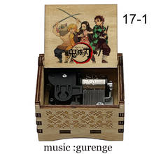 Caja de música mecánica de madera para niños, caja de música con estampado de demon slayer Kimetsu no Yaiba, gurenge Tanjirou Nezuko akaza, regalo de Navidad 2024 - compra barato