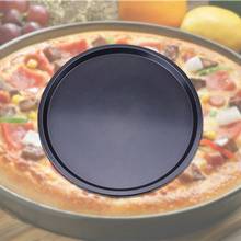 Forma de placa redonda para pizza, molde antiaderente de aço carbono para pizza, 9/10/11/12/14 Polegada molde bandeja prato de cozimento 2024 - compre barato