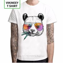Novo 2020 camiseta masculina legal panda com óculos de sol impresso camiseta manga curta novidade design topos o-pescoço moda masculina t hipster 2024 - compre barato
