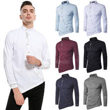 2022 Traditional African Dashiki Dress Shirt for Men Solid Color Irregular Bazin Riche Embroidery Casual Long Sleeve Top T-Shirt 2024 - buy cheap