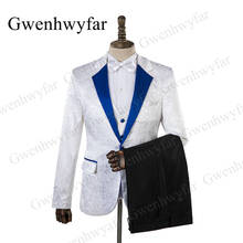Gwenhwyfar-esmoquin de Jacqaurd para hombre, traje de boda, traje de novio, trajes formales (chaqueta + Pantalones + chaleco), color blanco marfil 2024 - compra barato