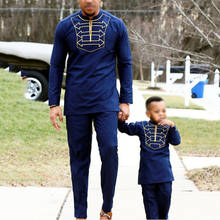 H&D 2022 Kid Boy African Clothes Long Sleeve T shirt Pants Suit For Children Dashiki Embroidery Clothing Party Wears Outfits 2024 - buy cheap