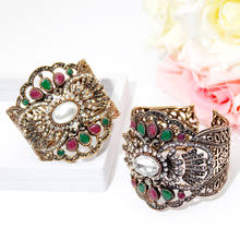 SUNSPICE-brazalete turco Retro para mujer, joyería étnica de boda, brazalete grande Vintage con diamantes de imitación, Color dorado antiguo 2024 - compra barato