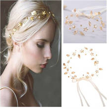 Retro Baroque Wedding Bride Headdress Headband Hair Accessories Gold Leaf Tiara 2024 - buy cheap