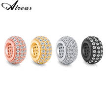 Atreus contas de cobre redondas com buraco grande 8mm, micro pave branco zircônia cúbica contas amuletos para fazer joias acessórios diy 2024 - compre barato