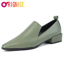 Orignice Women 2021 Spring Newest Genuine Leather Block Heels Pumps Female Classic Square Toe Office Ladies Working Basic Shoes 2024 - buy cheap