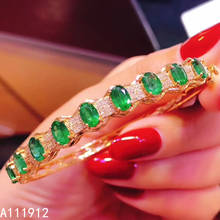 Pulseira feminina de prata esterlina 925, joias finas de alta qualidade, natural esmeralda, bracelete de mão, suporte para teste clássico 2024 - compre barato