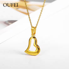 OUFEI Stainless Steel Heart Necklace Woman Rose Gold Wilver Hollow Love Woman Necklace Simple Fashion Couple Necklace Jewelry 2024 - buy cheap