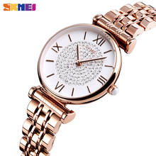 Skmei relógio feminino de quartzo 1533, relógio de pulso com pulseira de strass de design elegante para mulheres 2024 - compre barato