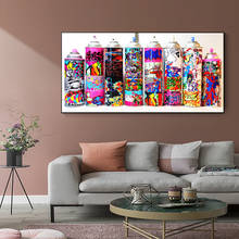 Frasco de pintura de spray colorido grafite, arte de rua, pintura de tela pintura abstrata de parede, sala de estar, decoração de casa, pôster 2024 - compre barato