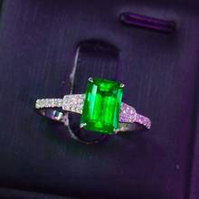 E322 anel de esmeralda pura 18k, joia de ouro, natureza, verde-esmeralda, ct, pedras preciosas, diamante, anéis femininos para mulheres, anel fino 2024 - compre barato
