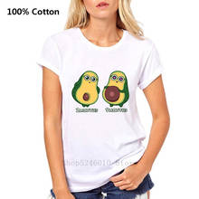 Camiseta de talla grande para mujer, remera divertida con estampado de aguacate de dibujos animados para mujer, playera Kawaii informal de manga corta con cuello redondo 2024 - compra barato