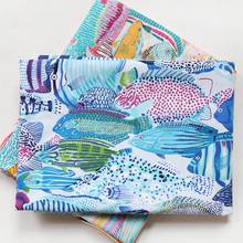 50X150cm Boho Style Fish Printed Cotton Canvas Fabric For Home Textiles Decoration DIY Sewing Needle Patchwork Accessories 2024 - buy cheap