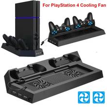 Для PS4 Mutilfunction вертикальная подставка с охлаждающим вентилятором кулер двойной контроллер зарядное устройство зарядная станция для SONY Playstation 4 2024 - купить недорого