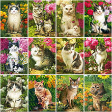 Full Square Drill Diamond Embroidery Flower Cat  5D Diamond Painting Cross Stitch Rhinestone Mosaic Full Layout Home Decoration 2024 - buy cheap