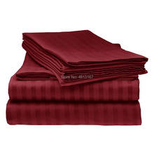 Conjunto de lençóis de microfibra escovada, lençol listrado plano, fronha, capa de travesseiro, cor pura para hotel, peças 2024 - compre barato