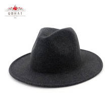 QBHAT Autumn Winter Wool Jazz Cap Gentleman Hat Wide Brim Men Women Trilby Panama Fedora Fascinator Hats Solid Gambler Hats 2024 - buy cheap