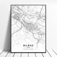 Póster de mapa artístico en lienzo de Bilbao, Gijon, Barcelona, Valencia, Algeciras, Ourense, España 2024 - compra barato