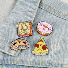 Food Collection Brooches Funny Face Pizza Hotdog Sandwich Donuts Enamel Pins Cartoon Cute Badges Shirt Lapel Pin Fashion Jewelry 2024 - buy cheap