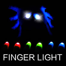 1 par polegares led acender truques mágicos (vermelho azul verde) tamanho grande pontas de polegar macio com led magia adereços engraçado piscando dedos 2024 - compre barato