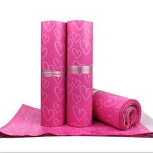 20 piezas-sobres de envíos de polietileno, bolsas adhesivas de almacenamiento de corazón rosa, 11x16,5 pulgadas, 28x42cm 2024 - compra barato