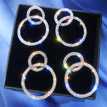 Luxury Shining Crystal Drop Earrings Gold Silver Color Round  Rhinestone Dangle Earrings for Women Wedding Party Jewelry 2024 - buy cheap