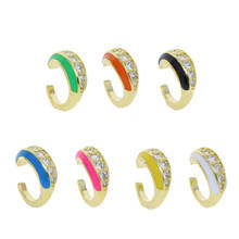 1 Piece Neon Enamel Colorful No Piercing Ear Cuff Sparking Bling CZ Clip On Earring Gold Color 2024 - buy cheap