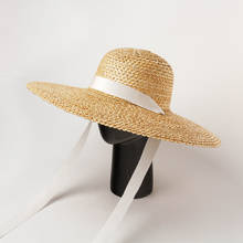 Sombrero personalizado hecho a mano para mujer, sombrero de paja natural, de ala ancha, de cubo, de viaje, vestidos de Iglesia, color negro 2024 - compra barato