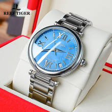 Reef tiger/rt simples moda feminina relógio mecânico automático aço senhoras pulseira relógios data relógio de vidro safira 2024 - compre barato
