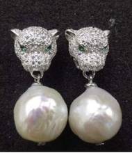 + + + Pendientes colgantes de perlas 925 S 11-12MM Mar del Sur blanco barroco 2024 - compra barato
