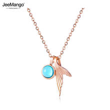 Модное ожерелье JeeMango из нержавеющей стали с синими кристаллами, подвеска из розового золота, ожерелье-чокер для женщин и девушек JN17089 2024 - купить недорого