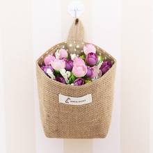 Bolsa de flores colgante para sala de estar, organizador de lino y algodón, almacenamiento, decoración del hogar 2024 - compra barato