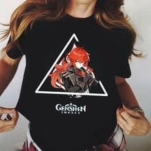 New T-shirts Women 2021 Vintage Tshirts Genshin Impact Women O Neck Short Sleeve Genshin Impact Lady Girl Funny Hipster 2024 - buy cheap