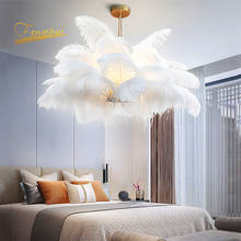 Nordic Pendant Lights Natural Ostrich Feather LOFT Pendant Lamp Bedroom Living Room Restaurant Lighting indoor Deco Hanging Lamp 2024 - buy cheap