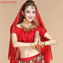 New Women's Belly Dance Costume Chiffon Lantern Short sleeve Gold Coins Tops & Tees Indian Clothing Belly Dance Tops 2024 - buy cheap