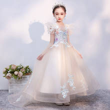 Vestidos de flores para niña, vestido de princesa de verano para niña, elegante vestido de tul púrpura para niña, ropa de fiesta de boda, vestido de niña para banquete 2024 - compra barato