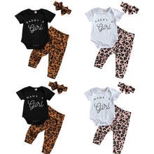 FOCUSNORM Mama/Daddy Girls Baby Girls Clothes Sets 3pcs Letter Short Sleeve Romper Leopard Pants Headband 0-18M 2024 - buy cheap