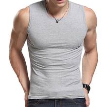 2019 Men Solid Color Sleeveless Round Neck Vest Fitness Tank Top Undershirt Singlet Fitness Vest 2024 - buy cheap